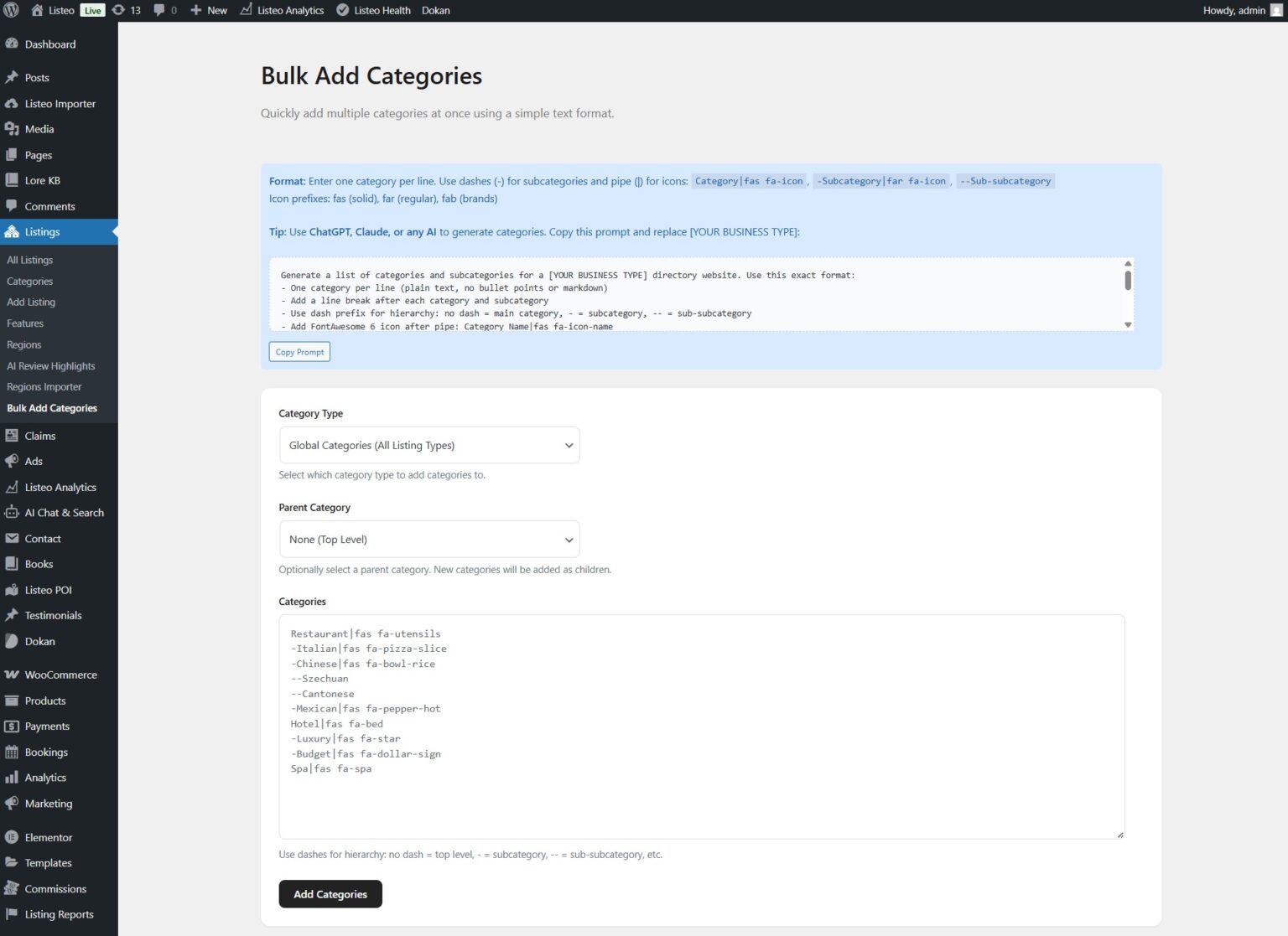 Categories and Sub Categories – Listeo Knowledge Base