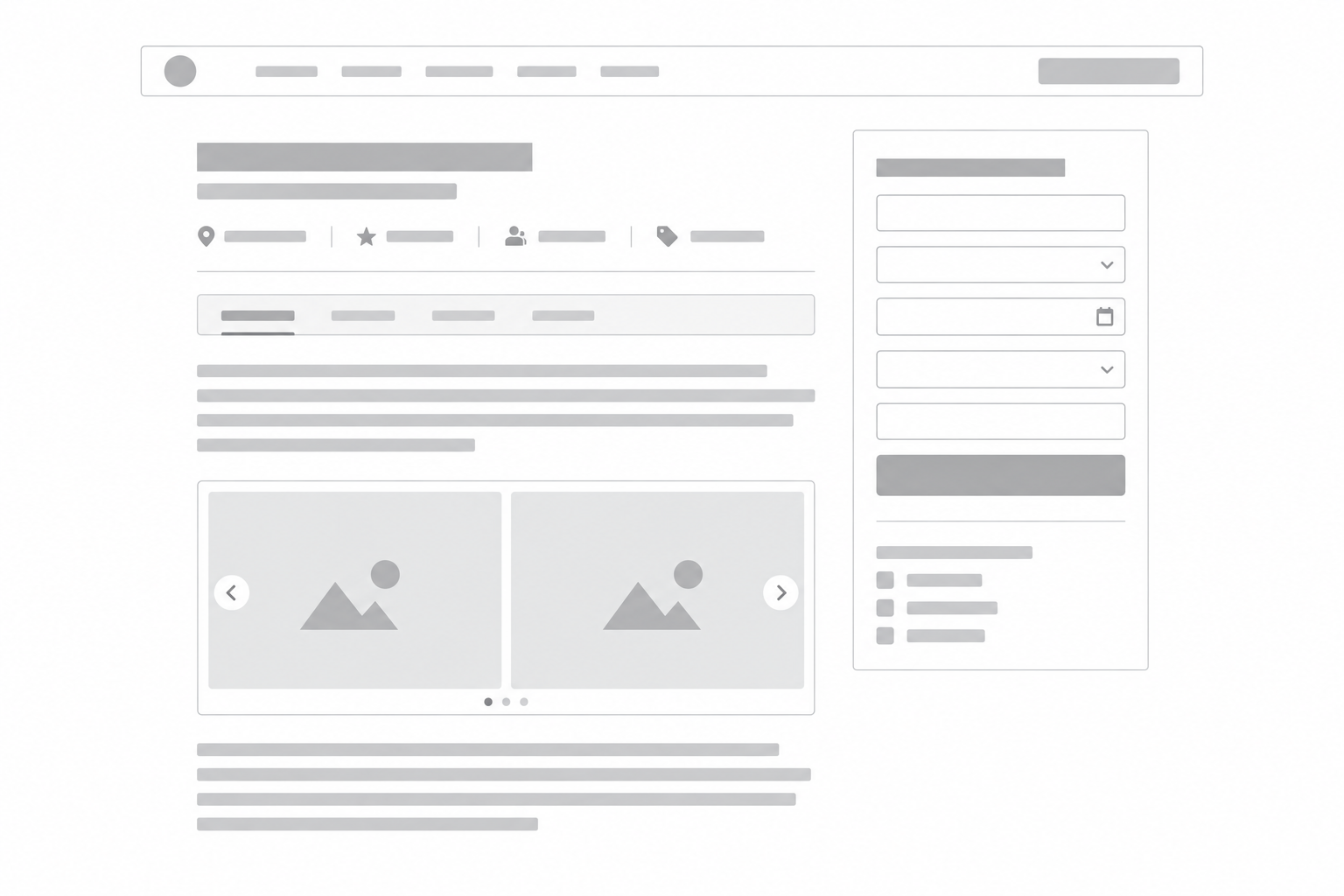 Gallery in Content layout with a photo slider below the overview in the left content column and a separate sidebar on the right.