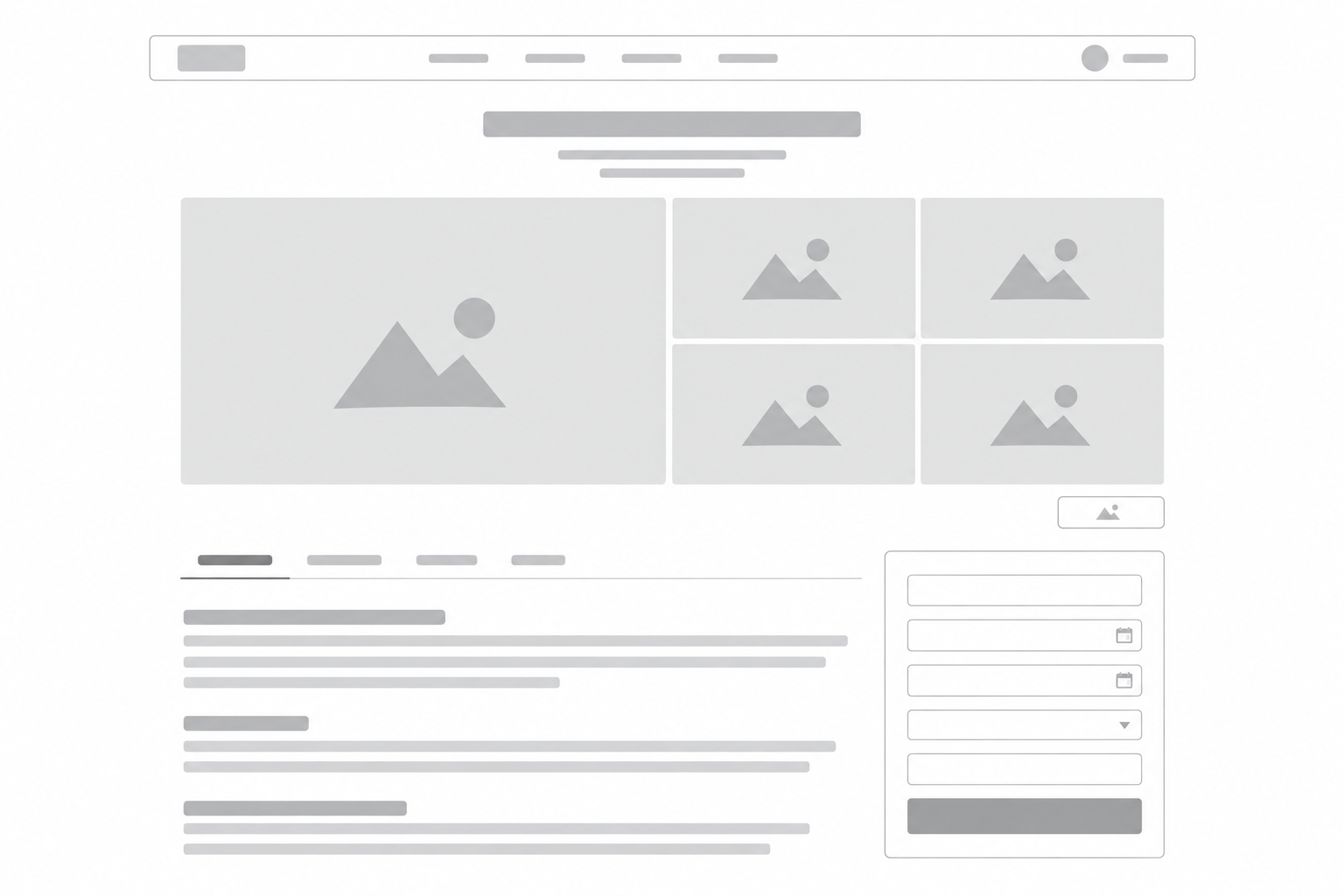Photo Grid layout with a large photo and four smaller photos below the title, followed by content and a right sidebar.