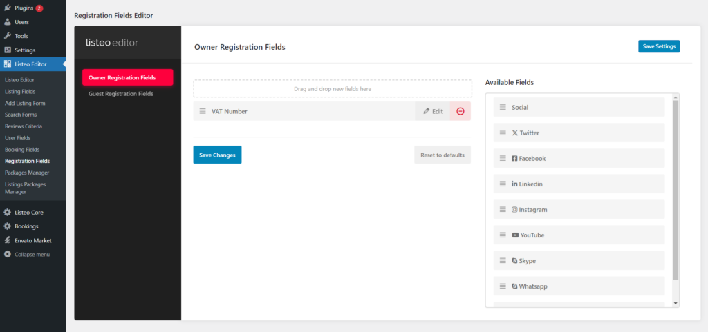 Adding custom fields to registration form – Listeo Knowledge Base