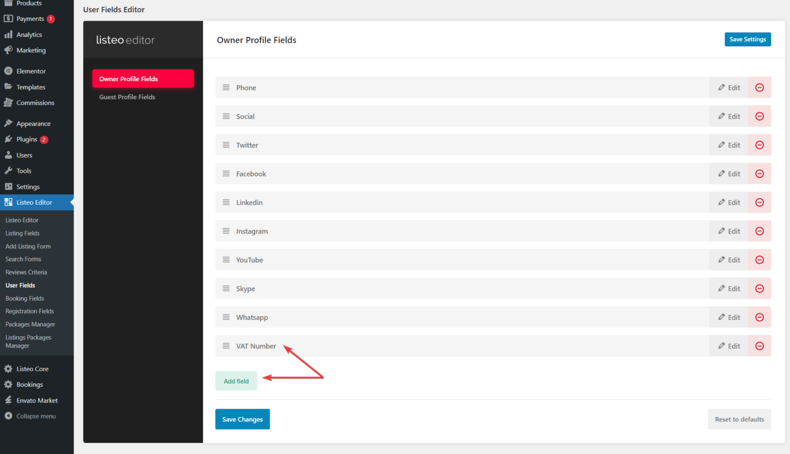 Adding custom fields to registration form – Listeo Knowledge Base