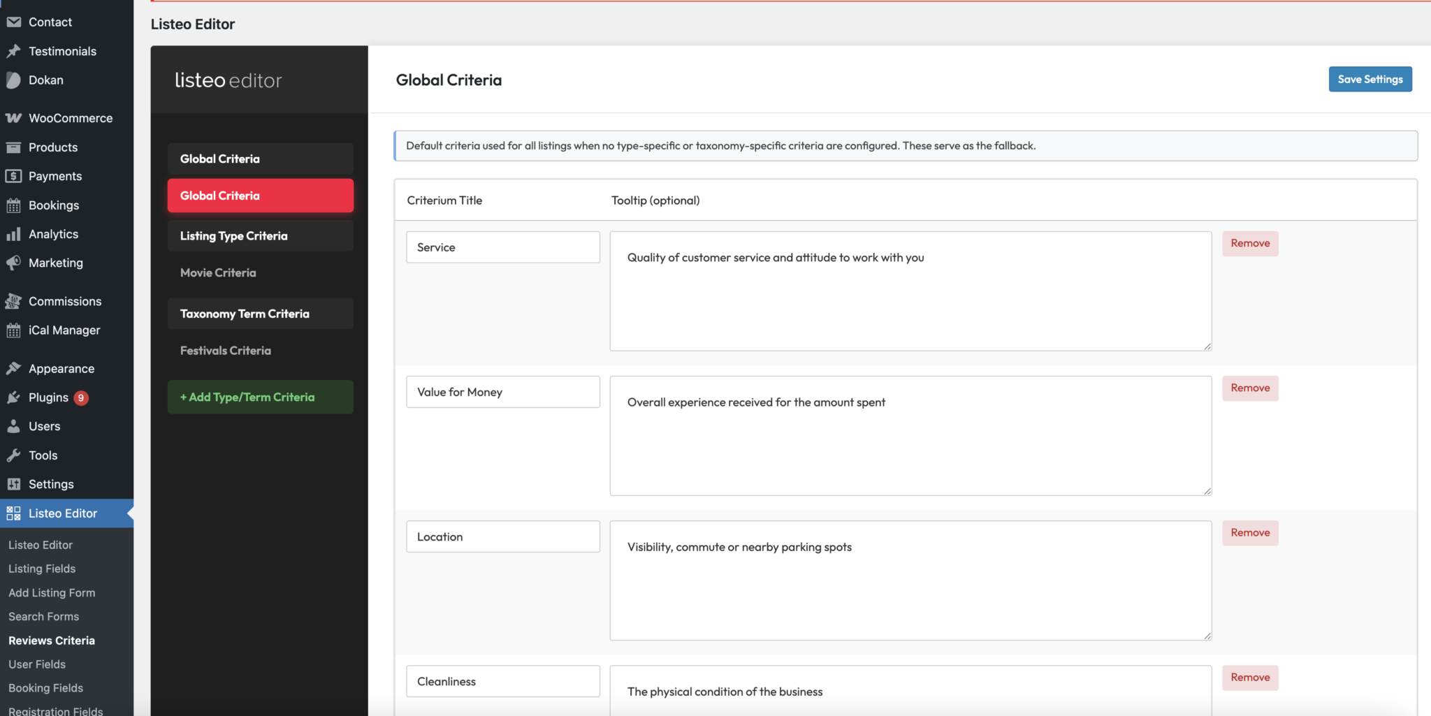 Multi-Criteria Ratings – Listeo Knowledge Base