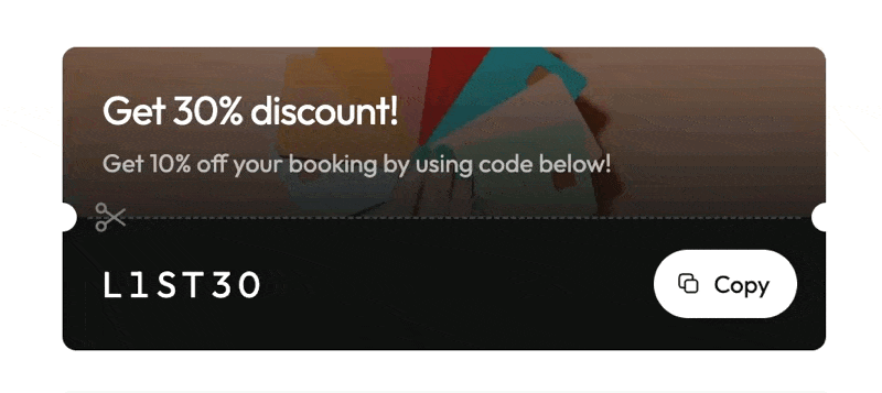 Coupon card with a copy button