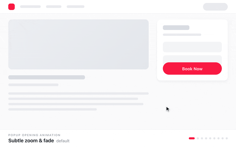 Preview of the booking popup animations