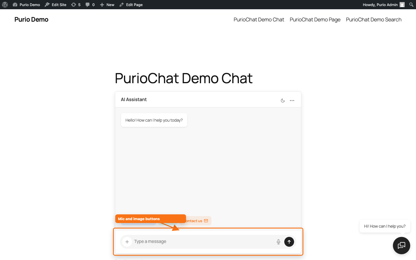 Chat input bar showing the microphone button and the image-attach (paperclip) button next to the text field