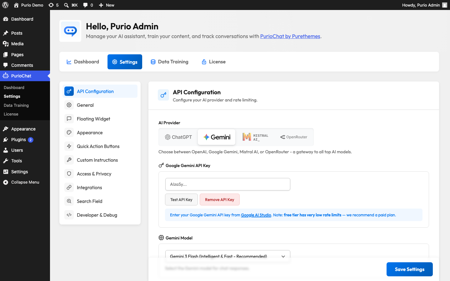 The provider-change confirmation modal warning that embeddings will be cleared, with the Cancel and Confirm buttons highlighted